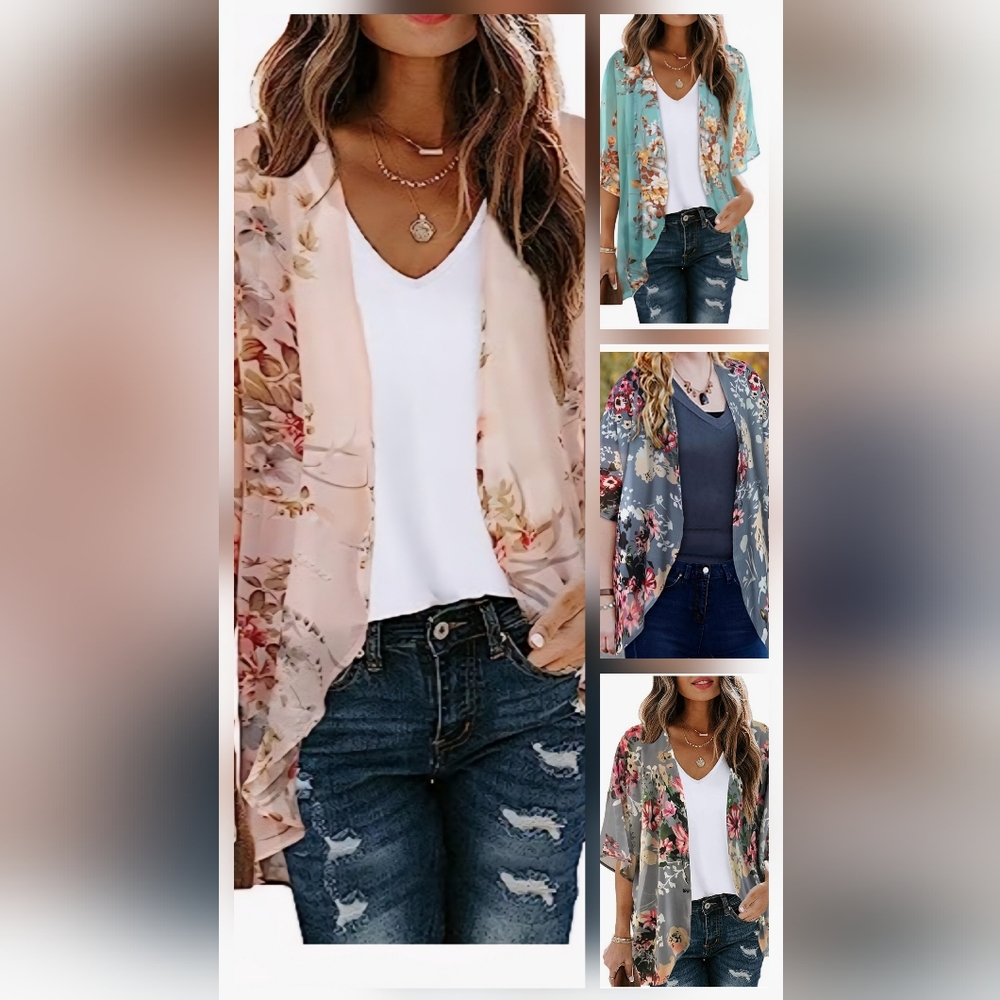 Four Floral Kimono Cardigans